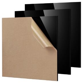 Adrattnay Black Acrylic Sheets 1/8 Thick, 3Pcs 8 x 8in Cast Acrylic Sheets 3mm for Laser Cutting, Opaque Acrylic Sheets Acrylic Panel with Protective Paper for Laser Engraving Material DIY Crafts