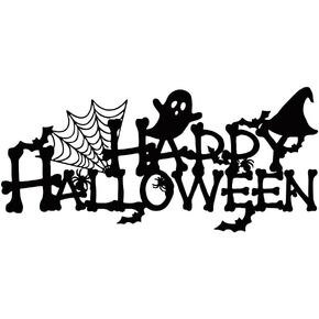 1 Pc Black Halloween Metal Wall Decor Happy Halloween Metal Sign Metal Halloween Letter Sign for Wall Hanging