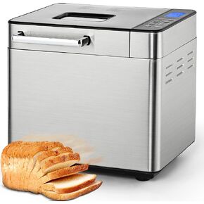 EUHOMY Bread Maker Machine 2LB Bread Maker for 3 Loaf Sizes & 3 Crust Colors - Ideal for Family Gifts, Breadmaker with Stainless Steel and Fruit & Nut Dispenser, Gluten Free