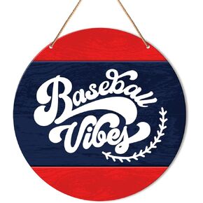 Baseball Signs Wall Decor, Baseball Hanging Sign Decor Sport Wall Decorations Sign for Home, Boys Room, Door, Gift for Men Boy Baseball Player Lover Fans, Baseball Vibes