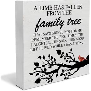 Bereavement Sympathy Wood Box Sign Decor Desk Sign Gift for Loss of Loved One, in Memory of Mom Dad Grandma Grandpa Wooden Box Block Sign Home Office Shelf Wall Decoration