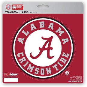 FANMATS NCAA Alabama Crimson Tide Unisex Alabama Crimson Tide Decal Die Cutalabama Crimson Tide Decal Die Cut, Team Color, 8x8