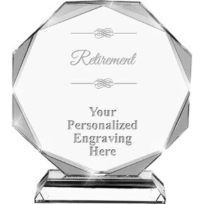 8 3/4" Retirement Award, Custom Engraved Retirement Crystal Trophy, Retirement Presentation Trophy, Engraving Included Prime