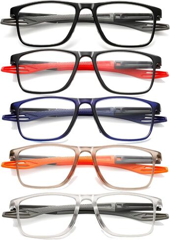 Hubeye Reading Glasses for Men Women 5 Pack Sport Anti Blue Light Blocking Reader Lightweight Plastic Eyewear in Saudi Arabia