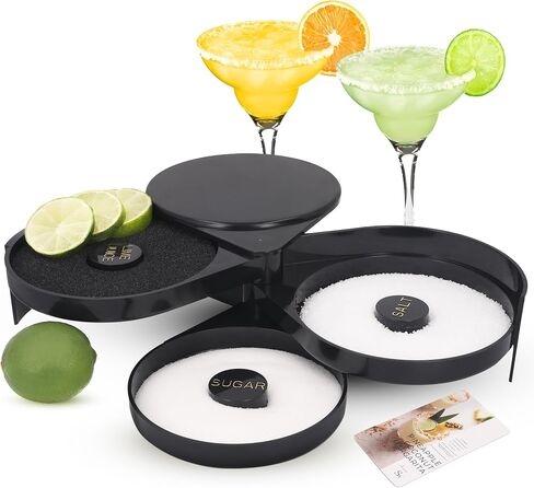 Margarita Salt Rimmer Set 3 Tier Glass Rimmer for Cocktails - Cocktail Rimmer Bartending Supplies - Perfect as Drink Rimmer & Citrus Rimmer for a Bartender - Fits Various Glass Sizes in Saudi Arabia