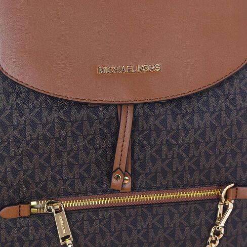 Michael Kors Jet Set Large Signature PVC Chain Backpack Flap Book Bag (Black/Gold) in Saudi Arabia
