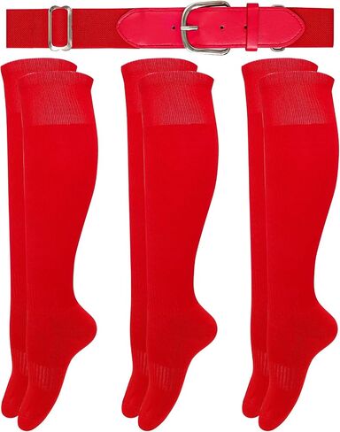 Baseball Socks and Belt 3 Pcs Softball Socks and Belt Combo Set for Youth and Adult in Saudi Arabia