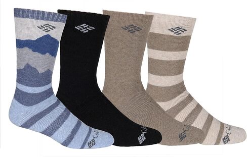 Columbia Mountain View Wool Crew 4-Pair Navy/Black/Brown/Khaki 10-13 (Shoe Size 6-12 US Men's) in Kuwait
