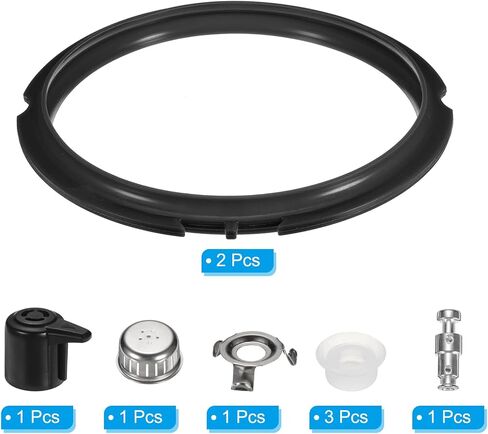 uxcell Replacement Parts Accessories Set for Pressure Pot 5/6QT, 9 Set Include Steam Release Handle Sealing Ring Steam Release Valve and Float Valve Seal Anti-Block Shield, Blue in Saudi Arabia