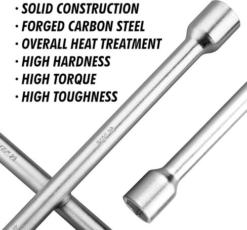 CARTMAN Professional 14 Inch Universal Heavy Duty Lug Wrench 4 Way Tire Iron Wrench, Black in Kuwait