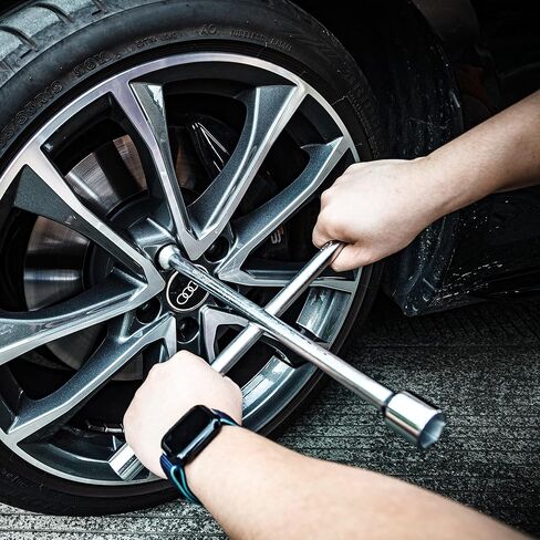 CARTMAN Professional 14 Inch Universal Heavy Duty Lug Wrench 4 Way Tire Iron Wrench, Black in Kuwait