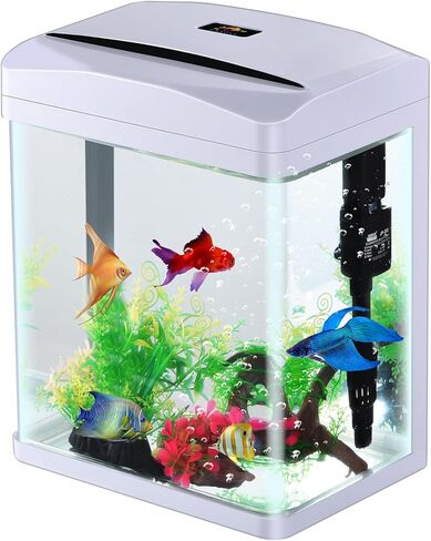 2 Gallon Aquarium Starter Kit Small Glass Betta Fish Tank Desktop Mini Fish Bowl for Shrimp Goldfish with Filter Pump LED Light in Saudi Arabia