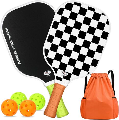 Pickleball Paddle Set of 2, USAPA Pickleball Paddles Fiberglass Surface Pickleball Paddle Set w/ 2 Pickle Ball Racket, 4 Pickleballs,1 Sackpack Pickleball Paddles for Women Men in Saudi Arabia