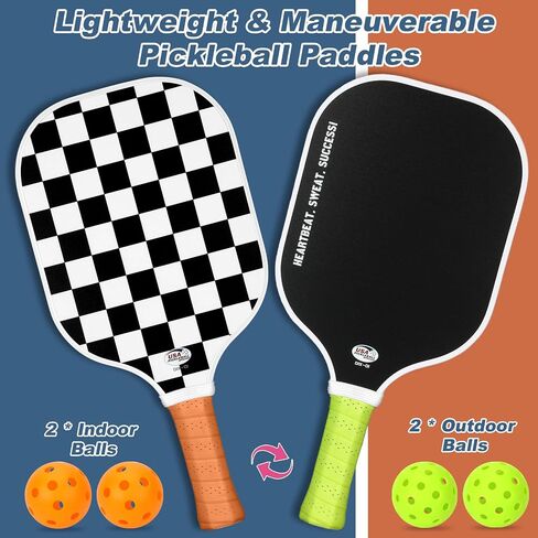 Pickleball Paddle Set of 2, USAPA Pickleball Paddles Fiberglass Surface Pickleball Paddle Set w/ 2 Pickle Ball Racket, 4 Pickleballs,1 Sackpack Pickleball Paddles for Women Men in Saudi Arabia