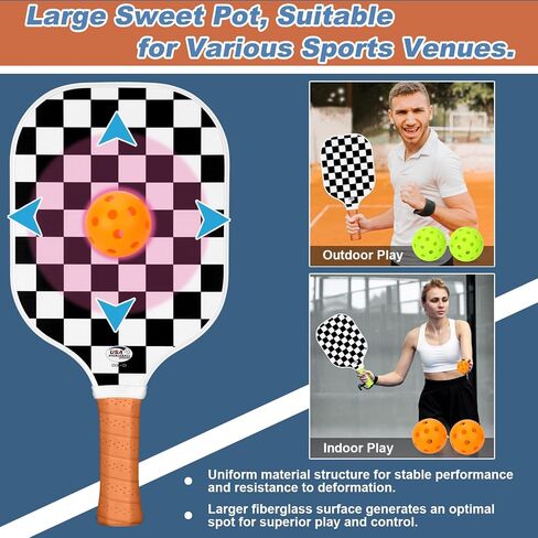Pickleball Paddle Set of 2, USAPA Pickleball Paddles Fiberglass Surface Pickleball Paddle Set w/ 2 Pickle Ball Racket, 4 Pickleballs,1 Sackpack Pickleball Paddles for Women Men in Saudi Arabia