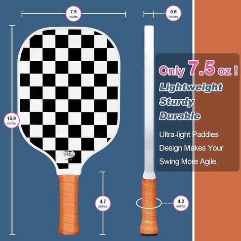 Pickleball Paddle Set of 2, USAPA Pickleball Paddles Fiberglass Surface Pickleball Paddle Set w/ 2 Pickle Ball Racket, 4 Pickleballs,1 Sackpack Pickleball Paddles for Women Men in Saudi Arabia