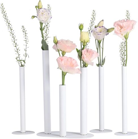 Cylindrical vases Set, Magnetic vase, Stainless Steel vase, Suitable for Fresh Flowers and Dried Flower Branches or Artificial Flowers, Desktop Center Decoration, Modern Style vase - White in Saudi Arabia