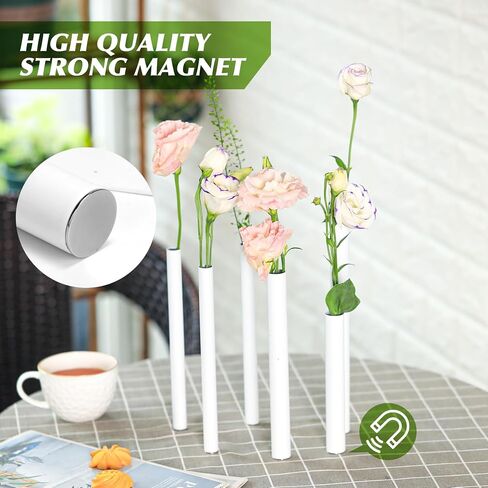 Cylindrical vases Set, Magnetic vase, Stainless Steel vase, Suitable for Fresh Flowers and Dried Flower Branches or Artificial Flowers, Desktop Center Decoration, Modern Style vase - White in Saudi Arabia