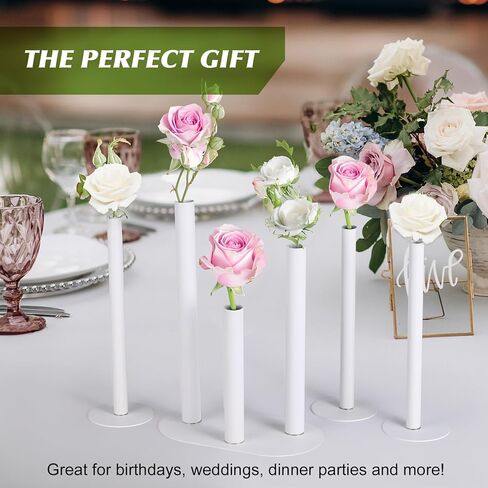 Cylindrical vases Set, Magnetic vase, Stainless Steel vase, Suitable for Fresh Flowers and Dried Flower Branches or Artificial Flowers, Desktop Center Decoration, Modern Style vase - White in Saudi Arabia