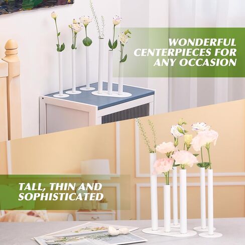Cylindrical vases Set, Magnetic vase, Stainless Steel vase, Suitable for Fresh Flowers and Dried Flower Branches or Artificial Flowers, Desktop Center Decoration, Modern Style vase - White in Saudi Arabia