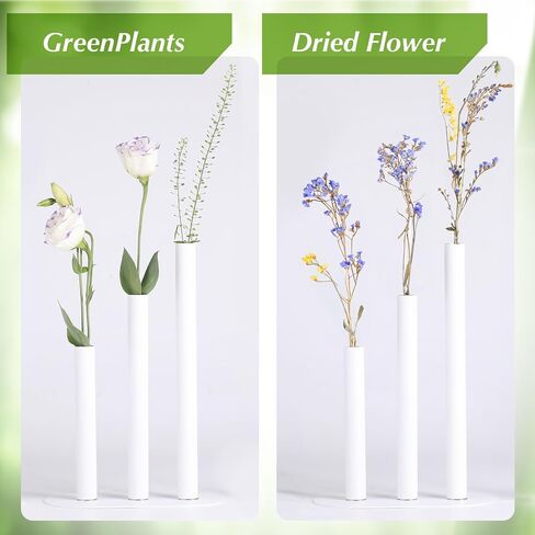 Cylindrical vases Set, Magnetic vase, Stainless Steel vase, Suitable for Fresh Flowers and Dried Flower Branches or Artificial Flowers, Desktop Center Decoration, Modern Style vase - White in Saudi Arabia