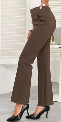 Summer Womens Dress Pants Elastic High Waisted Stretch Bootcut Business Casual Pants Pull on Office Work Slacks in Saudi Arabia