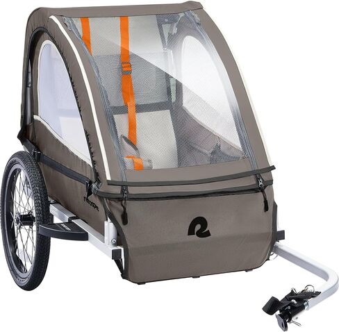 Retrospec Rover Plus Foldable Bike Trailer for Kids, Single/Double Passenger Child Bike Trailer with 5-Point Safety Harness, Reflective, Weather-Resistant Fabric and Safety Flag - Supports 40-80 lbs in Saudi Arabia