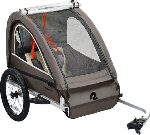 Retrospec Rover Plus Foldable Bike Trailer for Kids, Single/Double Passenger Child Bike Trailer with 5-Point Safety Harness, Reflective, Weather-Resistant Fabric and Safety Flag - Supports 40-80 lbs in Saudi Arabia