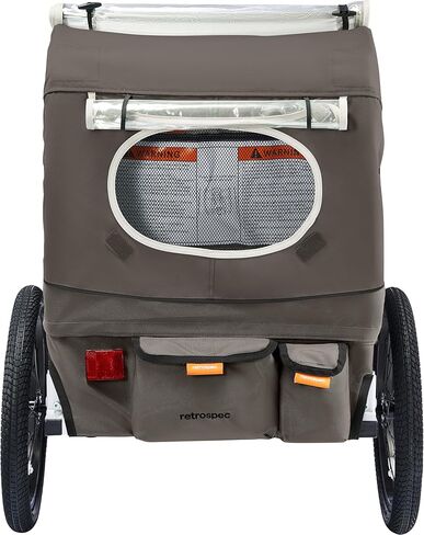 Retrospec Rover Plus Foldable Bike Trailer for Kids, Single/Double Passenger Child Bike Trailer with 5-Point Safety Harness, Reflective, Weather-Resistant Fabric and Safety Flag - Supports 40-80 lbs in Saudi Arabia