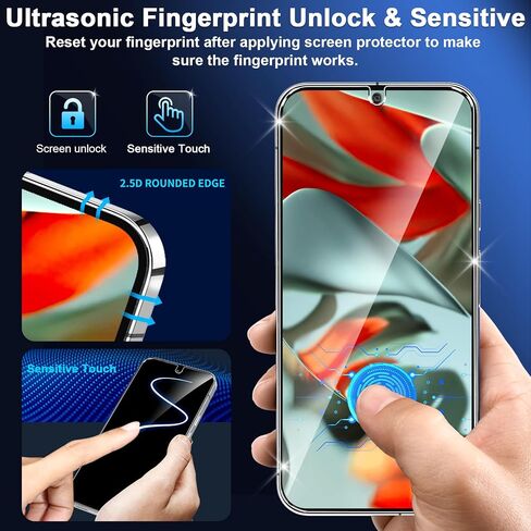letosan 3 Pack for Samsung Galaxy S24 Ultra Screen Protector, 9H Tempered Glass, Ultrasonic Fingerprint Unlock, Case Friendly for Samsung Galaxy S24 Ultra Tempered Glass Screen Protector 5G 6.8 Inch in Saudi Arabia