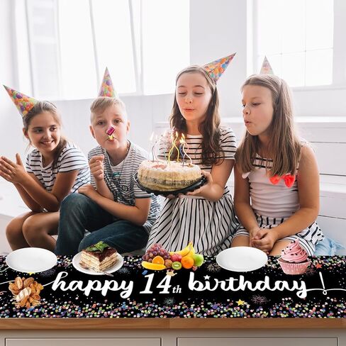 زينة عيد ميلاد سعيد 14، عداء طاولة عيد ميلاد سعيد 14، أغطية طاولة عيد ميلاد منقط باللون الأسود، 14 عامًا، ديكورات طاولة حفلات أعياد الميلاد 13 × 72 بوصة in Saudi Arabia