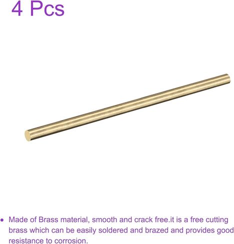 DMiotech 2Pack 4mm x 150mm, Brass Solid Round Rod, Brass Rod Lathe Bar Stock for DIY Craft in Saudi Arabia
