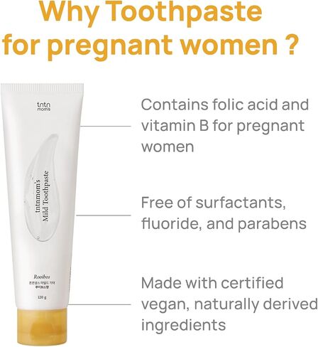 TNTNMOM'S Vegan Toothpaste for Pregnancy | Fluoride-Free, Folic Acid & Vitamin B6 Enriched | Prevents Tooth Decay, Plaque & Gum Issues | Gentle Formula for Morning Sickness Support | Rooibos, 4.2oz in Saudi Arabia