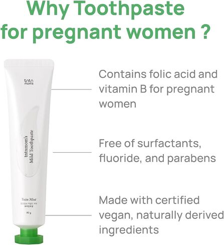 TNTNMOM'S Vegan Toothpaste for Pregnancy | Fluoride-Free, Folic Acid & Vitamin B6 Enriched | Prevents Tooth Decay, Plaque & Gum Issues | Gentle Formula for Morning Sickness Support | Rooibos, 4.2oz in Saudi Arabia
