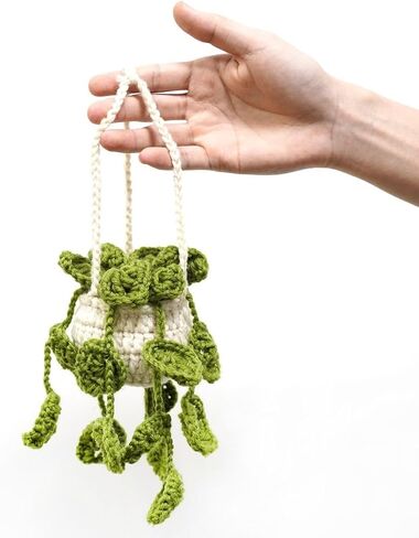 Cute Crochet Plant Car Interior Hanging Ornament Boho Hanging Basket Accessories for Mirrior Decor,Suitable for Car Accessories, Decoration. in Saudi Arabia