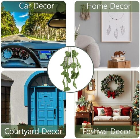 Cute Crochet Plant Car Interior Hanging Ornament Boho Hanging Basket Accessories for Mirrior Decor,Suitable for Car Accessories, Decoration. in Saudi Arabia