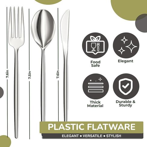 Gold Plastic Forks and Spoons 120 Pack Disposable Silverware Set - Plastic Cutlery Set Includes 3 x 40 - Forks Silverware - Plastic Spoons - Plastic Knives - Plastic Utensils Set by Trendables in Saudi Arabia