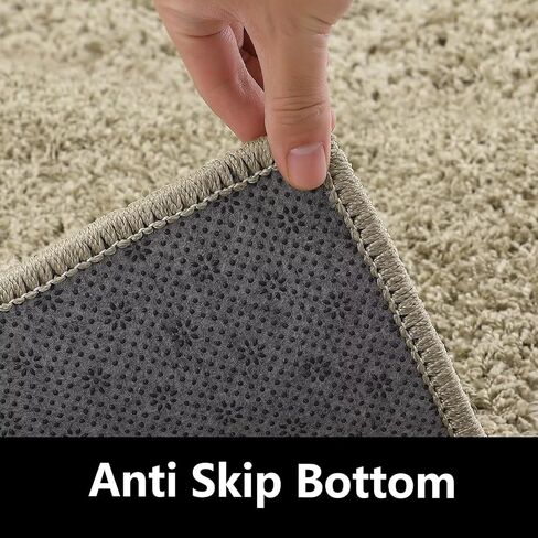 Zacoo Modern Area Rug Runner 2x6 Soft Shag Hallway Runner Soft Shaggy Bedside Kitchen Runner Plush Thick Carpet Non Slip Non Shedding Home Decor Mat for Entryway Living Room Nursery Solid Rugs,Natural in Saudi Arabia