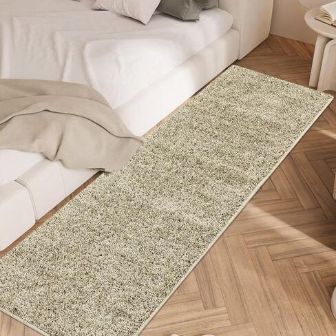 Zacoo Modern Area Rug Runner 2x6 Soft Shag Hallway Runner Soft Shaggy Bedside Kitchen Runner Plush Thick Carpet Non Slip Non Shedding Home Decor Mat for Entryway Living Room Nursery Solid Rugs,Natural in Saudi Arabia