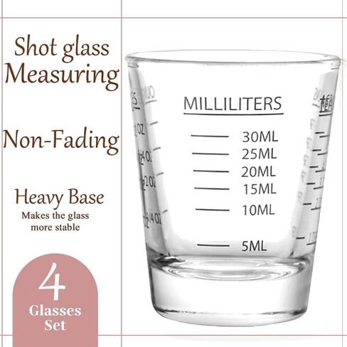 Shot Glass Measuring Cup | Non Fading Set of 4 | Bar Bartender Accessories, Jigger for Bartending in Saudi Arabia