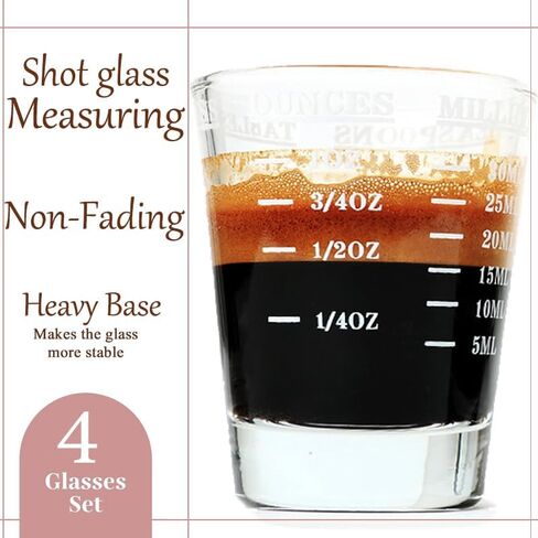 Shot Glass Measuring Cup | Non Fading Set of 4 | Bar Bartender Accessories, Jigger for Bartending in Saudi Arabia