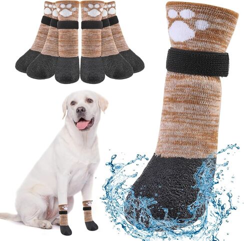 BEAUTYZOO Anti Slip Dog Boots & Paw Protectors for Hot Pavement to Prevent Licking,Waterproof Dog Shoes for Small Medium Large Senior Dogs,6 PCS Grip Socks Rain Booties for Dogs Paws Outdoor Walking in Saudi Arabia