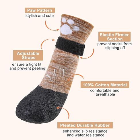 BEAUTYZOO Anti Slip Dog Boots & Paw Protectors for Hot Pavement to Prevent Licking,Waterproof Dog Shoes for Small Medium Large Senior Dogs,6 PCS Grip Socks Rain Booties for Dogs Paws Outdoor Walking in Saudi Arabia