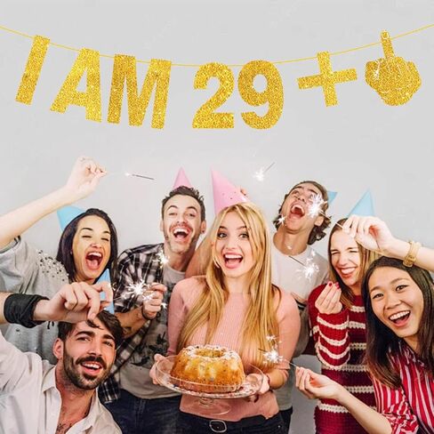 أنا 29 + 1 لافتة - لافتة عيد ميلاد الثلاثين، لافتة عيد ميلاد سعيد، لافتة زينة عيد ميلاد ذهبية لامعة للنساء والرجال، لافتة هدايا عيد الميلاد الثلاثين لتزيين حفلات أعياد الميلاد in Kuwait