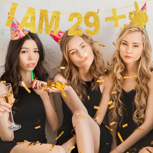أنا 29 + 1 لافتة - لافتة عيد ميلاد الثلاثين، لافتة عيد ميلاد سعيد، لافتة زينة عيد ميلاد ذهبية لامعة للنساء والرجال، لافتة هدايا عيد الميلاد الثلاثين لتزيين حفلات أعياد الميلاد in Kuwait