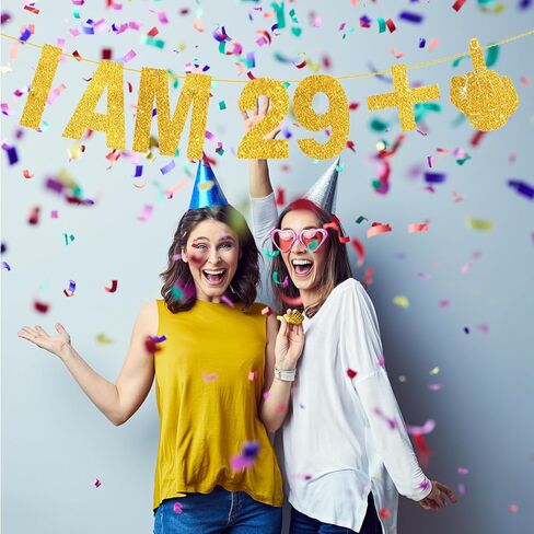 أنا 29 + 1 لافتة - لافتة عيد ميلاد الثلاثين، لافتة عيد ميلاد سعيد، لافتة زينة عيد ميلاد ذهبية لامعة للنساء والرجال، لافتة هدايا عيد الميلاد الثلاثين لتزيين حفلات أعياد الميلاد in Kuwait