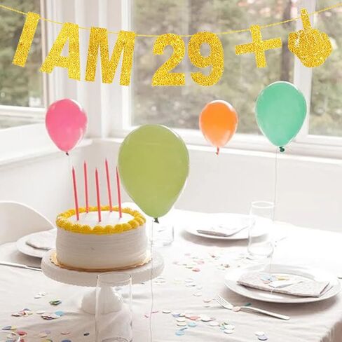أنا 29 + 1 لافتة - لافتة عيد ميلاد الثلاثين، لافتة عيد ميلاد سعيد، لافتة زينة عيد ميلاد ذهبية لامعة للنساء والرجال، لافتة هدايا عيد الميلاد الثلاثين لتزيين حفلات أعياد الميلاد in Kuwait