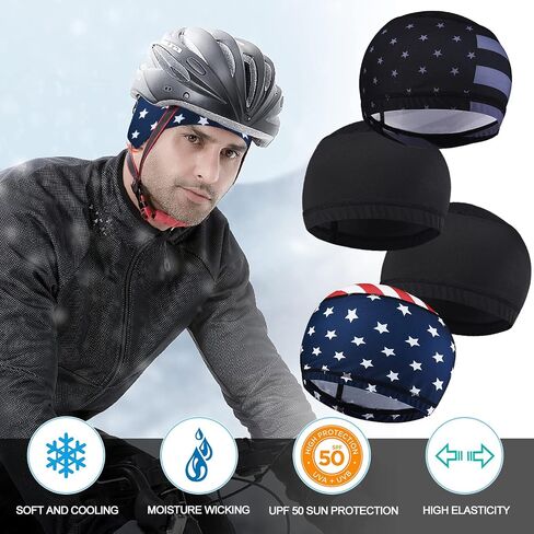 1Pcs Skull Cap Helmet Liner Hard Hat Liner Running Beanie Head Wrap Bicycle Football Sweat Wicking Cycling Caps for Men Women,1pcs Black in Saudi Arabia