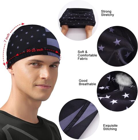 1Pcs Skull Cap Helmet Liner Hard Hat Liner Running Beanie Head Wrap Bicycle Football Sweat Wicking Cycling Caps for Men Women,1pcs Black in Saudi Arabia