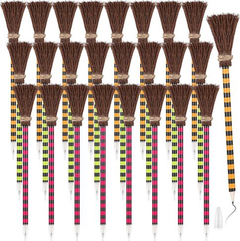 Halloween Witch Broom Pencil Colorful Witch Broom Pens Wizard Pencil Broom Writing Pencils Halloween Party Favors for Kids Adult Goody Bag Filler School Classroom Office Supplies(30 Pieces) in Saudi Arabia